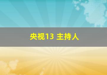 央视13 主持人